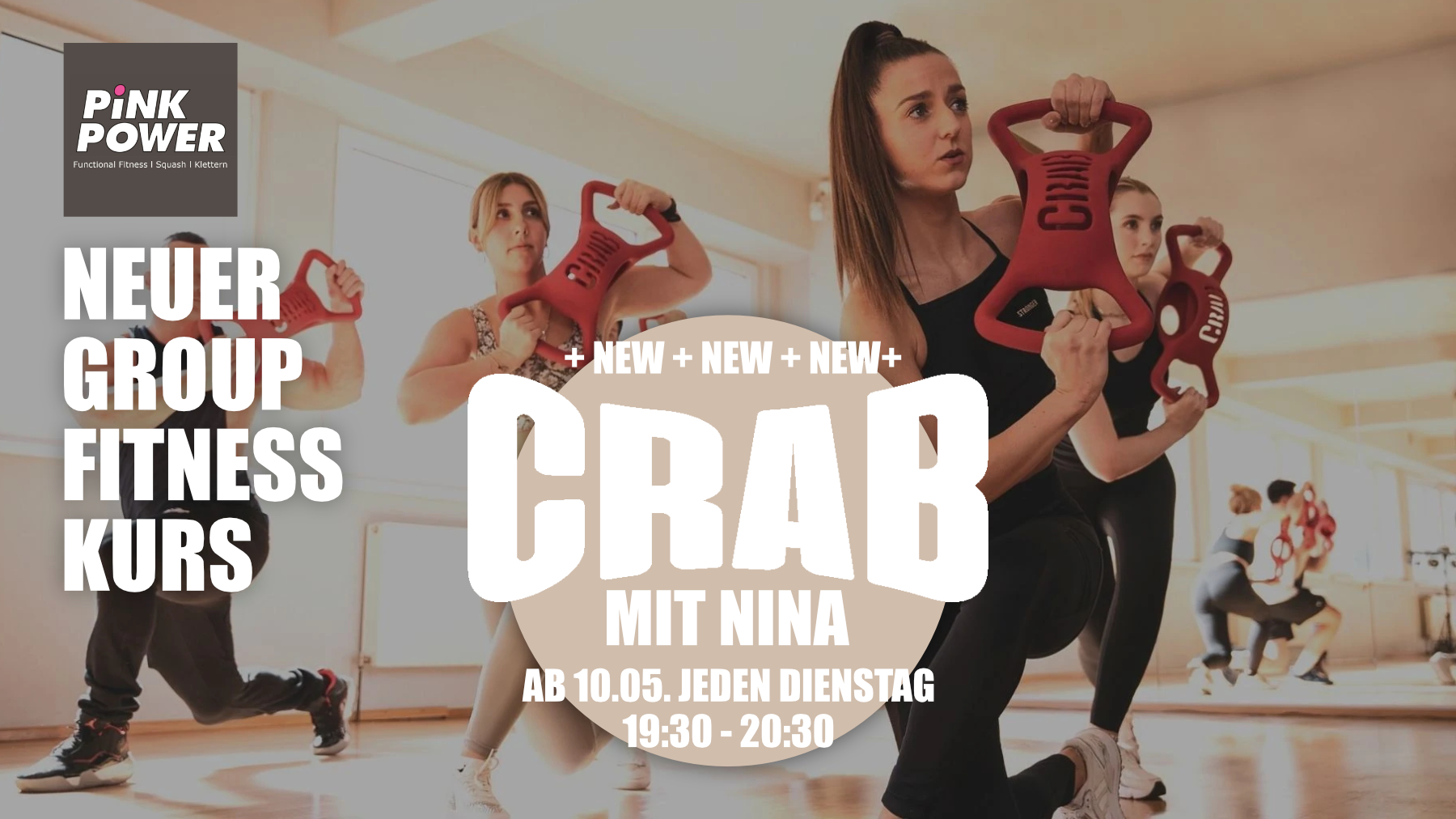 Neuer Group Fitness Kurs: Crab im Pink Power