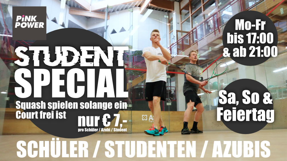 Squash Special für Studenten, Schüler & Azubis